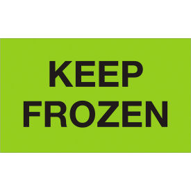 Labels with "Keep Frozen" Print, 5"L x 3"W, Fluorescent Green, Roll of 500