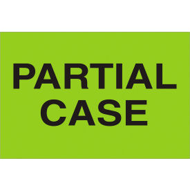 Labels with "Partial Case" Print, 3"L x 2"W, Fluorescent Green, Roll of 500