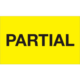 Labels with "Partial" Print, 5"L x 3"W, Fluorescent Yellow, Roll of 500