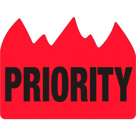 Labels with "Priority" Print, 2"L x 1-1/2"W, Red/Black, Roll of 500