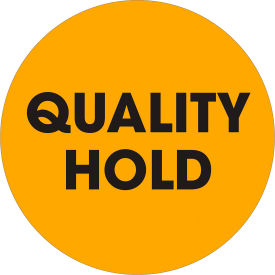 2" Dia. Round Paper Labels w/ "Quality Hold" Print, Fluorescent Orange, Roll of 500