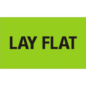 Labels with "Lay Flat" Print, 5"L x 3"W, Fluorescent Green, 500 count