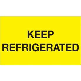Labels with "Keep Refrigerated" Print, 5"L x 3"W, Fluorescent Yellow, Roll of 500