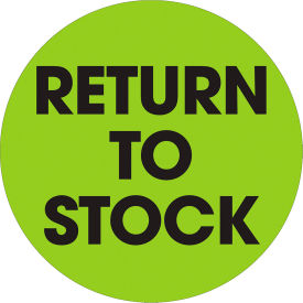 2" Dia. Round Labels with "Return To Stock" Print, Fluorescent Green, Roll of 500