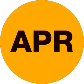 2" Dia. Round Paper Labels with "Apr" Print, Fluorescent Orange, Roll of 500