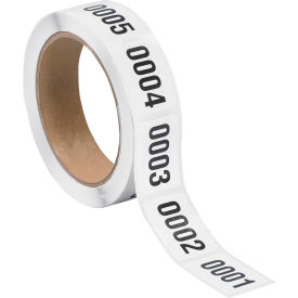 Consecutive Numbered Labels, 1-1/2"L x 1"W, Black/White, Roll of 500