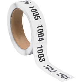 Consecutive Numbered Labels, 1-1/2"L x 1"W, Black/White, Roll of 500