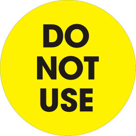 2" Dia. Round Paper Labels with "Do Not Use" Print, Fluorescent Yellow, Roll of 500
