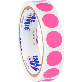 3/4" Dia. Round Inventory Paper Labels, Fluorescent Pink, Roll of 500