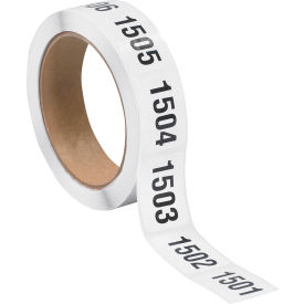 Consecutive Numbered Labels, 1-1/2"L x 1"W, Black/White, Roll of 500