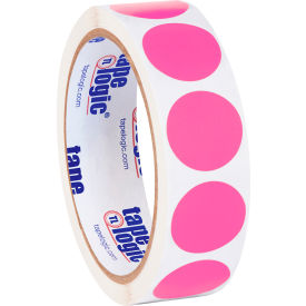1" Dia. Round Inventory Circle Labels, Fluorescent Pink, Roll of 500