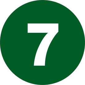 2" Dia. Round Number Paper Labels with "7" Print, Dark Green, Roll of 500
