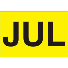 Paper Labels with "Jul" Print, 3"L x 2"W, "L, Fluorescent Yellow, Roll of 500
