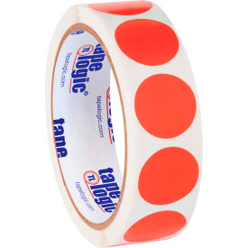 1" Dia. Round Inventory Circle Labels, Fluorescent Red, Roll of 500
