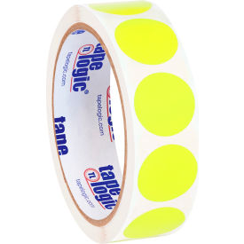 1" Dia. Round Inventory Circle Labels, Fluorescent Yellow, Roll of 500