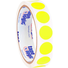 3/4" Dia. Round Inventory Paper Labels, Fluorescent Yellow, Roll of 500