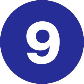 1" Dia. Round Number Paper Labels with "9" Print, Dark Blue, Roll of 500