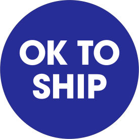 2" Dia. Round Paper Labels with "Ok To Ship" Print, Blue, Roll of 500