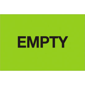 Paper Labels with "Empty" Print, 3"L x 2"W, Fluorescent Green, Roll of 500