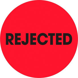 2" Dia. Round Paper Labels with "Rejected" Print, Fluorescent Red, Pack of 500