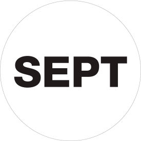 1" Dia. Round Paper Labels with "Sept" Print, White, Roll of 500