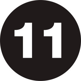 2" Dia. Round Number Paper Labels with "11" Print, Black, Roll of 500
