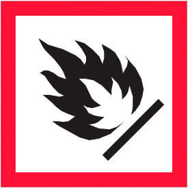Pictogram Flame Labels, 1"L x 1"W, Black/Red/White, Roll of 500