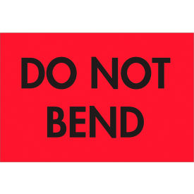 Labels with "Do Not Bend" Print, 3"L x 2"W, Fluorescent Red, Roll of 500