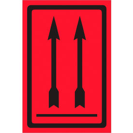 Arrow Labels, 6"L x 4"W, Fluorescent Red, Roll of 500