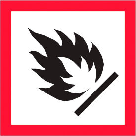 Pictogram Flame Labels, 2"L x 2"W, Red/White/Black, Roll of 500