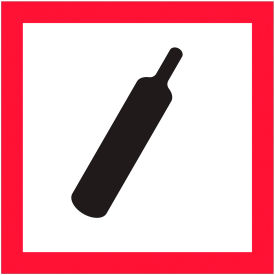 Pictogram Gas Cylinder Labels, 1"L x 1"W, Black/Red/White, Roll of 500