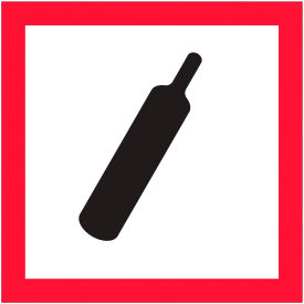 Pictogram Gas Cylinder Labels, 2"L x 2"W, Red/White/Black, Roll of 500