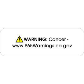 Prop 65 Labels, ''Warning: Cancer'', 1-1/2"L x 1/2"W, White, Roll of 500
