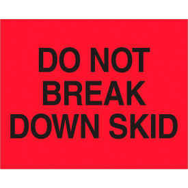 Labels with "Do Not Break Down Skid" Print, 10"L x 8"W, Fluorescent Red, Roll of 250