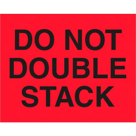 Labels with "Do Not Double Stack" Print, 10"L x 8"W, Fluorescent Red, Roll of 250