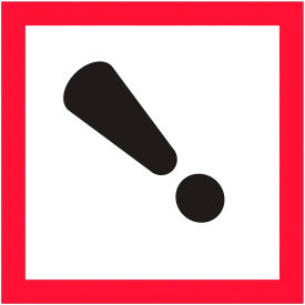 Pictogram Exclamation Mark Labels, 1"L x 1"W, Black/Red/White, Roll of 500