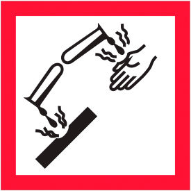 Pictogram Corrosion Labels, 1"L x 1"W, Black/Red/White, Pack of 500