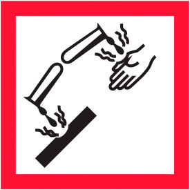 Pictogram Corrosion Labels, 2"L x 2"W, Red/White/Black, Roll of 500