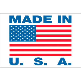Labels with "Made in U.S.A." Print, 3"L x 2"W, Red/White/Blue, Roll of 500