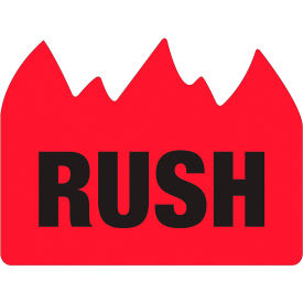 Labels with "Rush" Print, 2"L x 1-1/2"W, Red/Black, Roll of 500