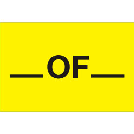 Labels with "__ Of __" Print, 3"L x 2"W, Fluorescent Yellow, Roll of 500