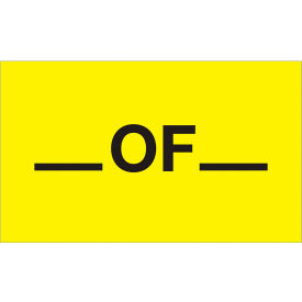 Labels with "__ Of __" Print, 5"L x 3"W, Fluorescent Yellow, Roll of 500