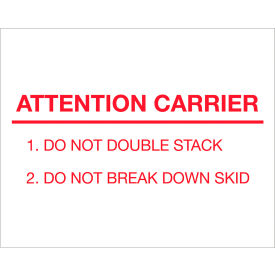 Labels with "Attention Carrier" Print, 10"L x 8"W, Red/White, Roll of 250
