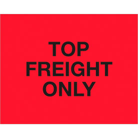 Labels with "Top Load Freight Only" Print, 10"L x 8"W, Fluorescent Red, Roll of 250