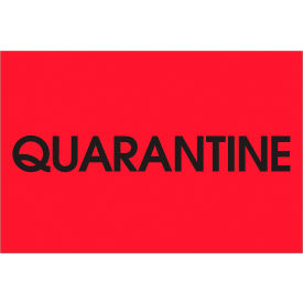 Paper Labels with "Quarantine" Print, 3"L x 2"W, Fluorescent Red, Roll of 500