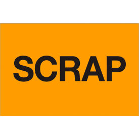 Paper Labels with "Scrap" Print, 3"L x 2"W, Fluorescent Orange, Roll of 500