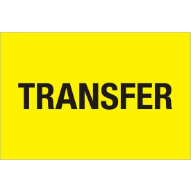 Paper Labels with "Transfer" Print, 3"L x 2"W, Fluorescent Yellow, Roll of 500