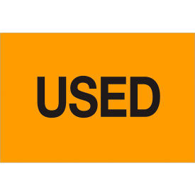 Paper Labels with "Used" Print, 3"L x 2"W, Fluorescent Orange, Roll of 500