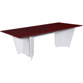Conference Table with Power Data Grommet, 96"L x 48"W x 29"H, Mahogany/White