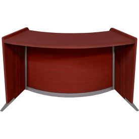 Marque Curved ADA Compliant Reception Station, 62-1/2"W x 25"D x 33"H, Mahogany